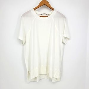 Athleta tee shirt white split hem athleisure casual lounge wear large